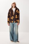 Kapüşonlu Ayıcıklı Oversize Polar Sweatshirt KAHVERENGİ LCI0065