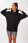 Kapüşonlu Oversize Mevsimlik Örme Sweatshirt SİYAH LEN0029