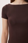 Kayık Yaka Basic Örme Bluz KAHVERENGİ LDZ0065