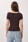 Kayık Yaka Basic Örme Bluz KAHVERENGİ LDZ0065