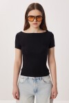 Kayık Yaka Basic Örme Bluz SİYAH LDZ0065