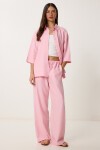 Keten Gömlek Pantolon Takım PEMBE LDP0058