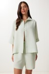 Müslin Gömlek Şort Takım SU YEŞİLİ LDP0064
