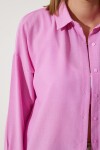 Oversize Basic Keten Ayrobin Gömlek AÇIK PEMBE LDD0009