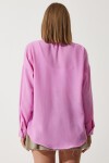 Oversize Basic Keten Ayrobin Gömlek AÇIK PEMBE LDD0009