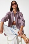 Oversize Basic Keten Ayrobin Gömlek LEYLAK LDD0009
