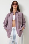 Oversize Basic Keten Ayrobin Gömlek LEYLAK LDD0009