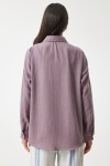Oversize Basic Keten Ayrobin Gömlek LEYLAK LDD0009