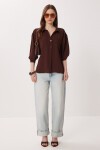 Oversize Cepli Dokuma Gömlek KAHVERENGİ LDZ0063