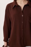 Oversize Cepli Dokuma Gömlek KAHVERENGİ LDZ0063