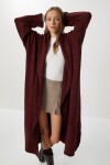 Oversize Uzun Triko Hırka BORDO LDD0129
