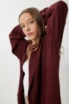 Oversize Uzun Triko Hırka BORDO LDD0129