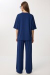 Oversize Yırtmaçlı Paraşüt Garnili Modal Takım LACİVERT LBY0043