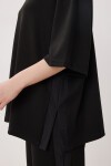 Oversize Yırtmaçlı Paraşüt Garnili Modal Takım SİYAH LBY0043