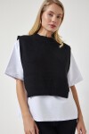 Süveterli Örme T-shirt SİYAH LDP0072