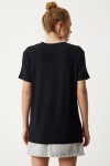 V Yaka Basic Viskon T-shirt SİYAH LEN0001