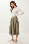 Yazlık Kloş Midi Dokuma Etek ZEYTİN YEŞİLİ LCR0110