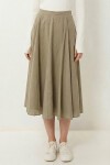 Yazlık Kloş Midi Dokuma Etek ZEYTİN YEŞİLİ LCR0110
