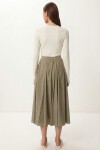Yazlık Kloş Midi Dokuma Etek ZEYTİN YEŞİLİ LCR0110