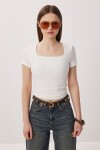 2li Paket Kare Yaka Basic Örme T-shirt KAHVERENGİ KEMİK LDZ0059