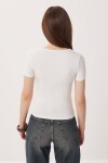 2li Paket Kare Yaka Basic Örme T-shirt KAHVERENGİ KEMİK LDZ0059