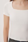 2li Paket Kare Yaka Basic Örme T-shirt KEMİK KEMİK LDZ0059