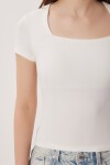 2li Paket Kare Yaka Basic Örme T-shirt SİYAH KEMİK LDZ0059