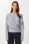 Açık Omuzlu Örme Sweatshirt GRİ MELANJ LEN0044