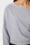 Açık Omuzlu Örme Sweatshirt GRİ MELANJ LEN0044