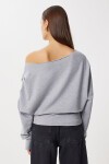 Açık Omuzlu Örme Sweatshirt GRİ MELANJ LEN0044