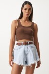 Askılı Crop 2li Paket Örme Bluz KAHVERENGİ BİSKÜVİ LGT0003