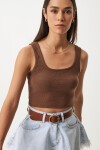 Askılı Crop 2li Paket Örme Bluz KAHVERENGİ BİSKÜVİ LGT0003