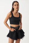 Askılı Crop 2li Paket Örme Bluz SİYAH BEYAZ LGT0003