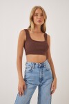 Askılı Crop 3lü Paket Örme Bluz GÖK MAVİ KAHVERENGİ PEMBE LGT0005