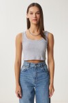 Askılı Crop 3lü Paket Örme Bluz KIRMIZI GRİ MELANJ KOYU MAVİ LGT0005