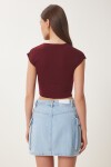Basic Crop Örme Bluz BORDO LFW0005