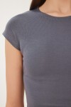 Basic Crop Örme Bluz FÜME LFW0005
