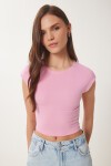 Basic Crop Örme Bluz PEMBE LFW0005
