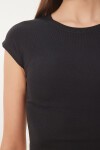 Basic Crop Örme Bluz SİYAH LFW0005