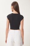 Basic Crop Örme Bluz SİYAH LFW0005
