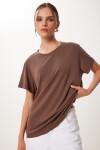 Basic Modal Örme T-shirt KAHVERENGİ LFN0101