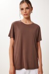 Basic Modal Örme T-shirt KAHVERENGİ LFN0101