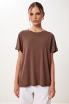 Basic Modal Örme T-shirt KAHVERENGİ LFN0101