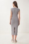 Basic Yazlık Midi Örme Elbise GRİ LFW0004