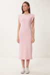 Basic Yazlık Midi Örme Elbise PEMBE LFW0004