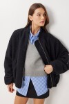 Buklet Oversize Bomber Ceket SİYAH LFG0165