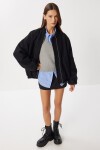 Buklet Oversize Bomber Ceket SİYAH LFG0165