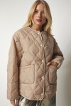 Cepli Oversize Kapitone Mont KREM LDZ0011