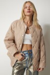 Cepli Oversize Kapitone Mont KREM LDZ0011