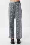 Desenli Cepli Geniş Paça Dokuma Pantolon GRİ LFH0011